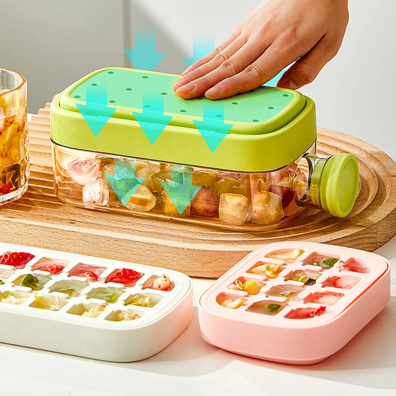 Ice Tray Ice Cube Mold Press Ice Maker With Lid 2-in-1 Ice Cube Bottle Food Grade Ice Making Straw Dual-use Ice Kettle - Korvel