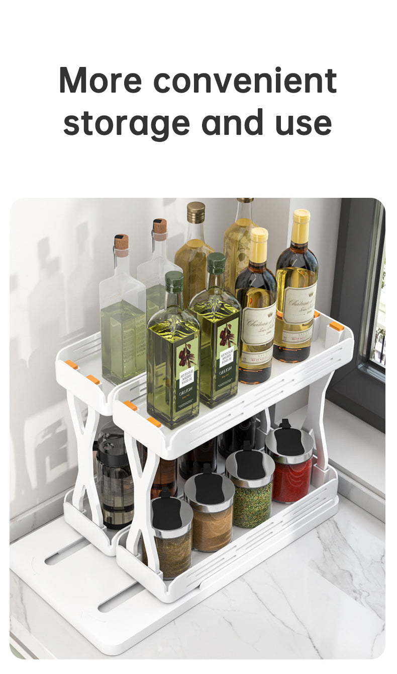Pull out Rotating Spice Rack Organizer for Cabinet Rotate Makeup Organizer Slide Bottle Box Holder Plastic Seasoning Spice Rack - Korvel