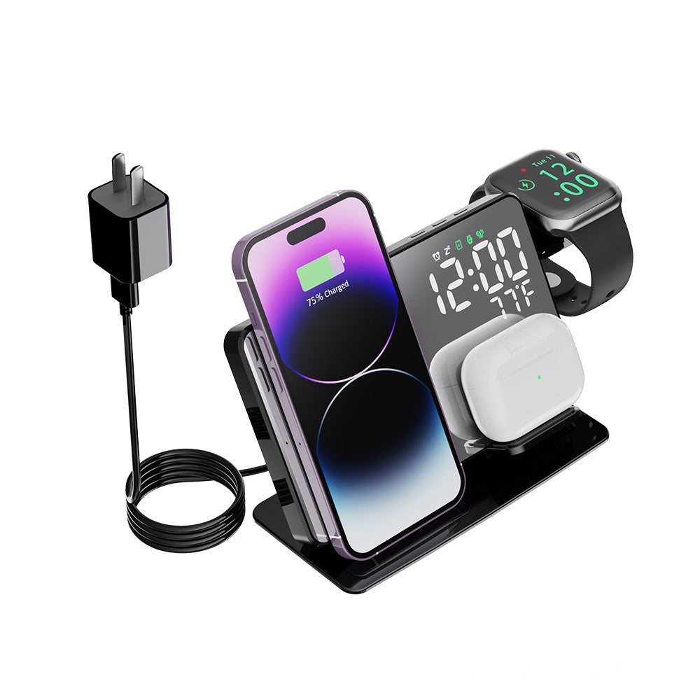 15W Four in One Wireless Charging Clock LED Digital Display Alarm Clock Temperature Display Wireless Charging - Korvel