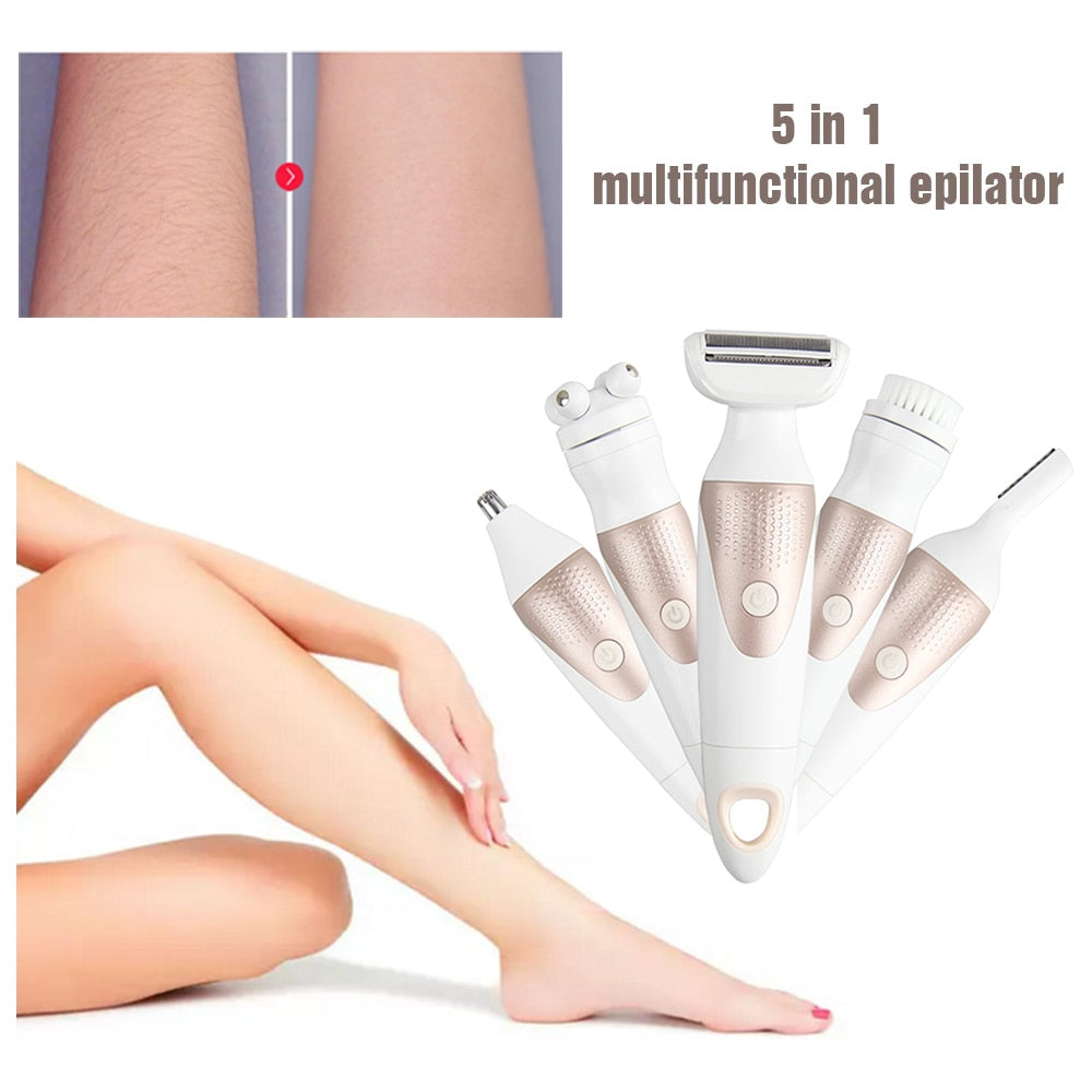 5-in-1 Electric Shaver for Women - Waterproof Hair Remover