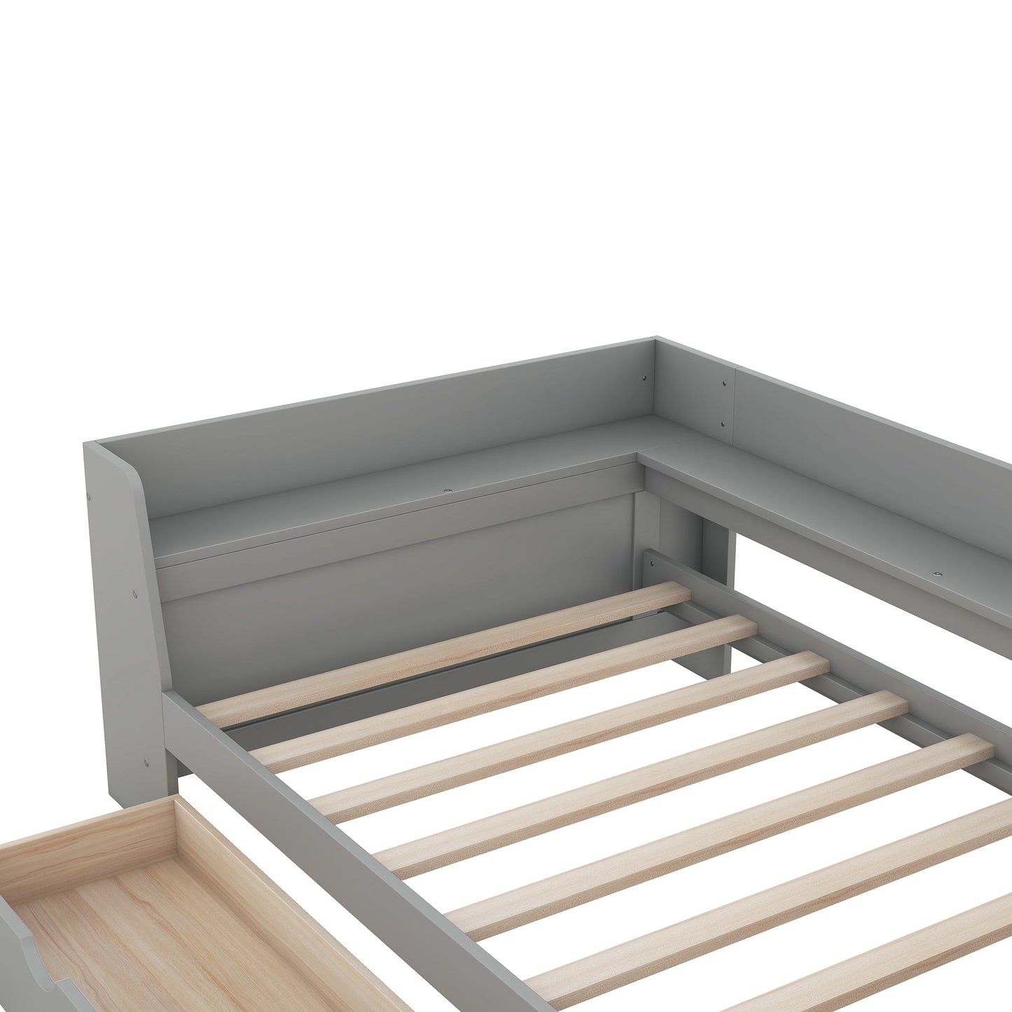 Elegant Twin Size Daybed with Shelves and Charging Station - Gray