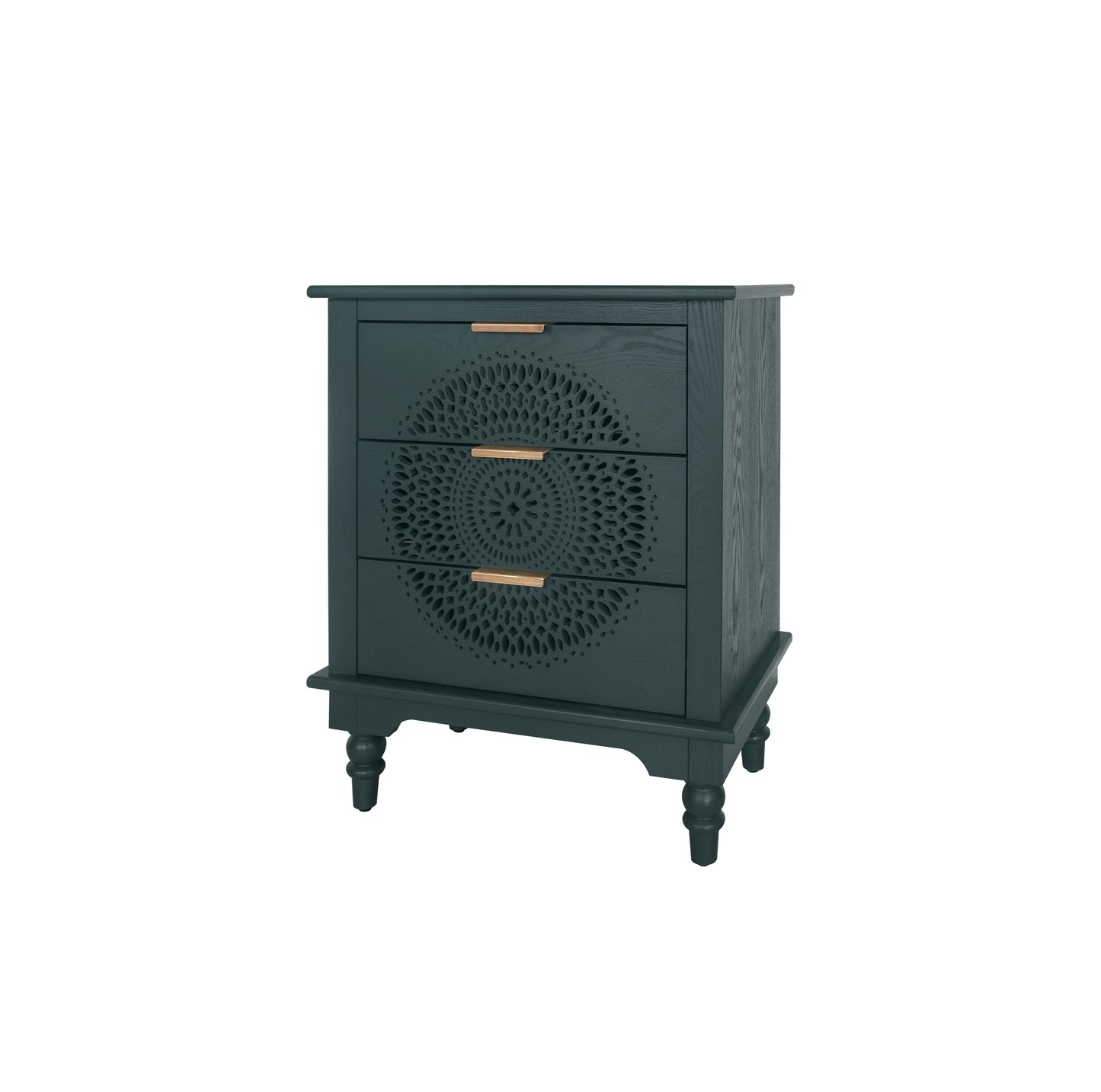 Commode de rangement à 3 tiroirs en bois creusé