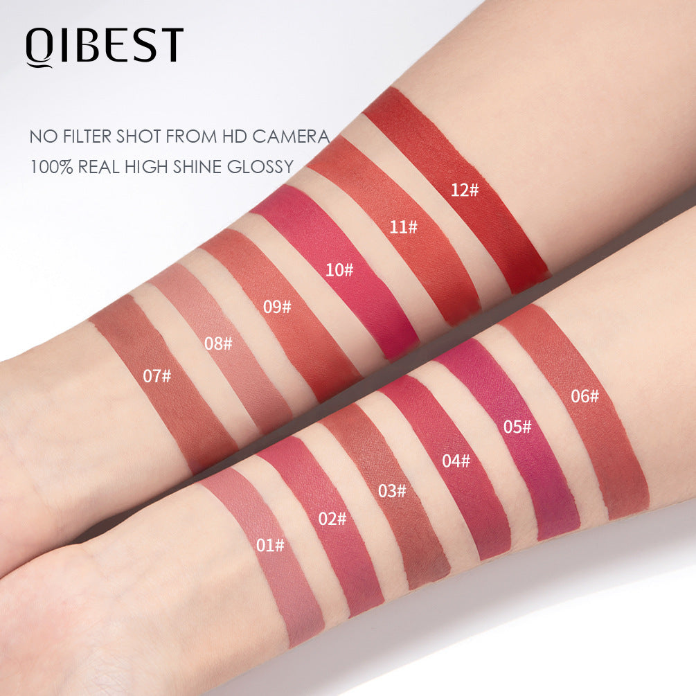 QIBEST Silky Lip Glaze - Brillo Labial No Pegajoso y de Larga Duración