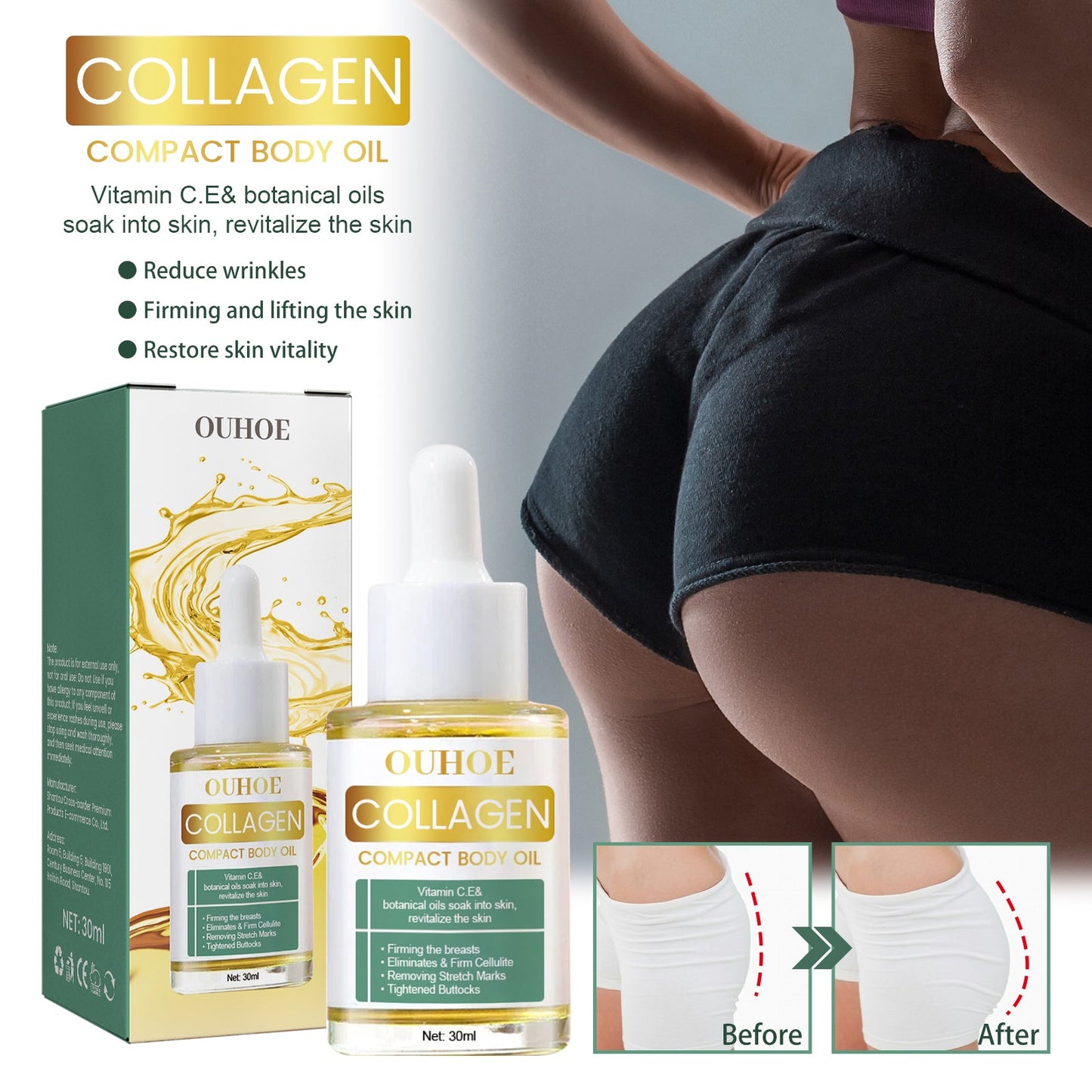 Huile Corporelle Collagène Lift - Traitement de Soins de la Peau Premium