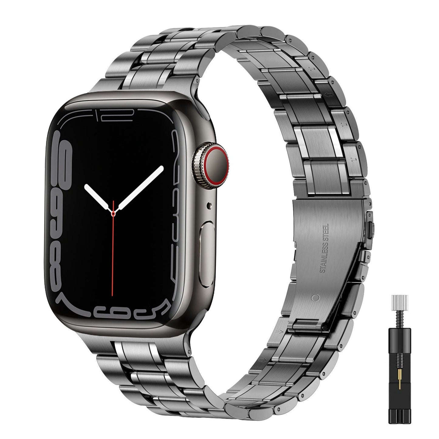 Suitable For Apple Watch S 3 4 5 iwatch S 7 8 9 Stainless Steel Metal Fine Steel Watch Chain With Five Beads - Korvel