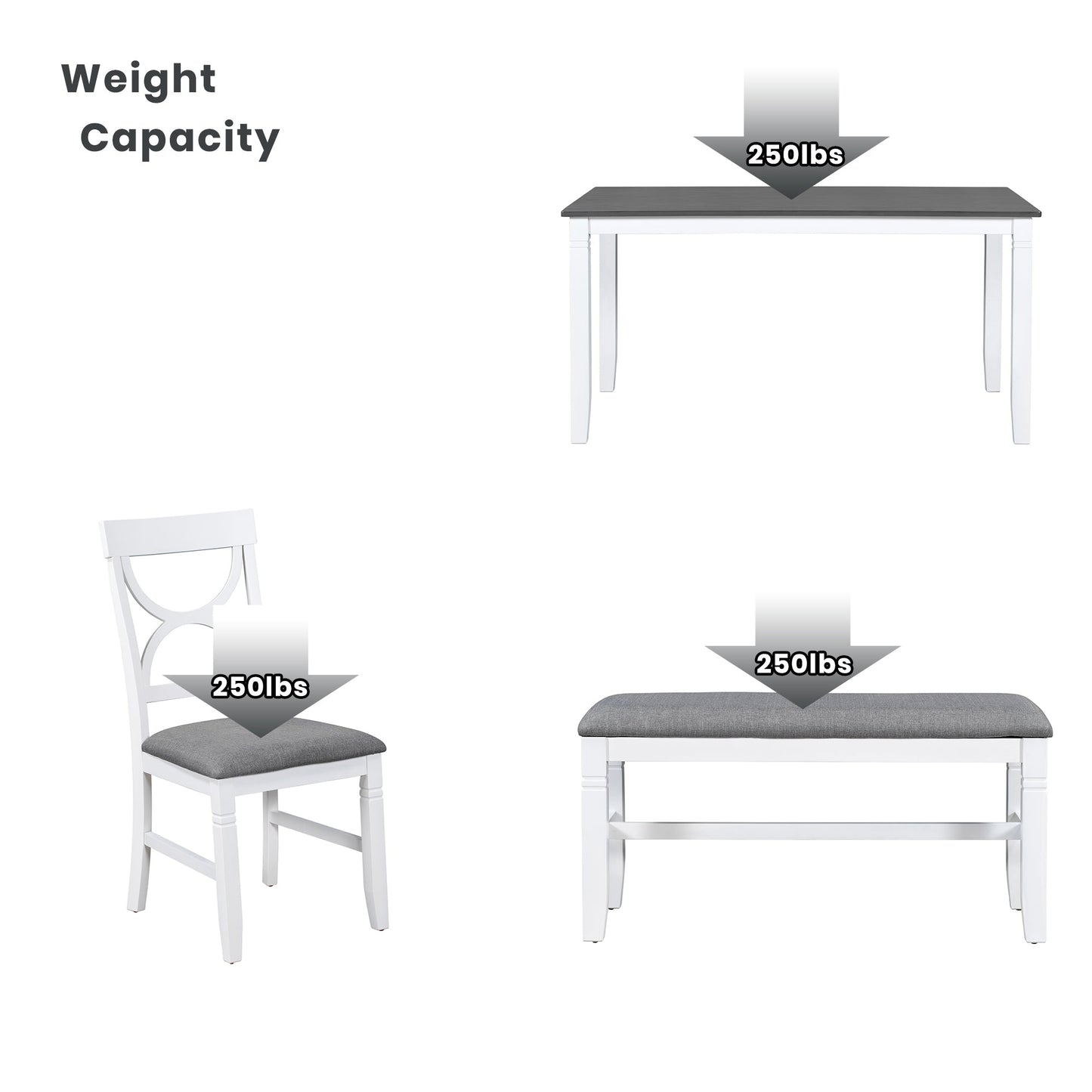 TOPMAX 6-Piece Wood Dining Table Set - Farmhouse Style