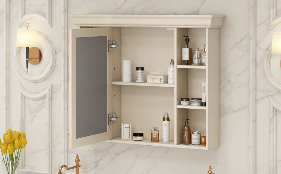 35'' x 28'' Blue Wall Mounted Bathroom Storage Cabinet with Mirror Door, Modern Bathroom Wall Cabinet with Mirror - Korvel