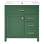 30-Inch Green Bathroom Vanity with Ceramic Sink