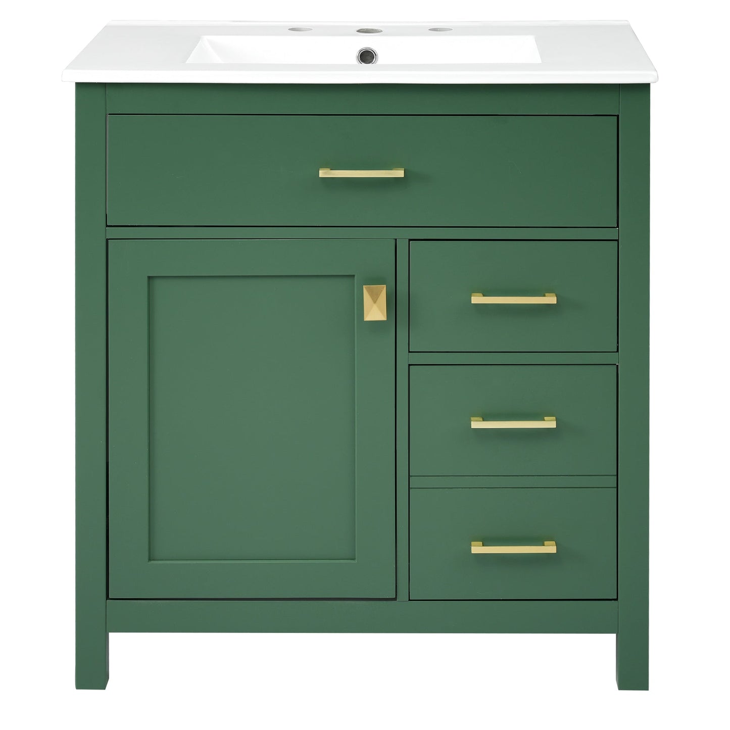 30-Inch Green Bathroom Vanity with Ceramic Sink