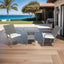 3 Piece Patio Wicker Conversation Set Grey Wicker + white Cushion - Korvel