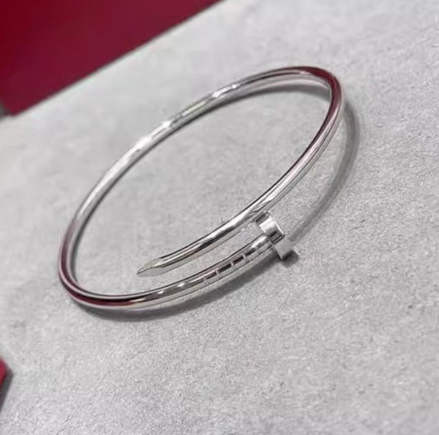 Precision Thick Plating Head and Tail Diamond Fashion Three-Circle Full Diamond Couple Bracelet - Korvel