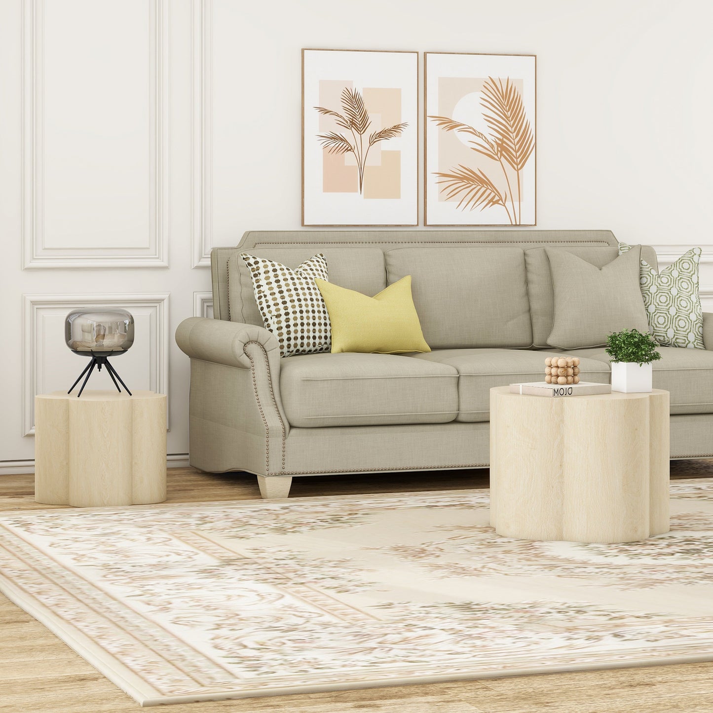Coffee Table Set of 2, Cloud Coffee Table ,Nesting Coffee Table,End table, Sidetable for Living room ,Bedroom,Office ,Balcony - Korvel