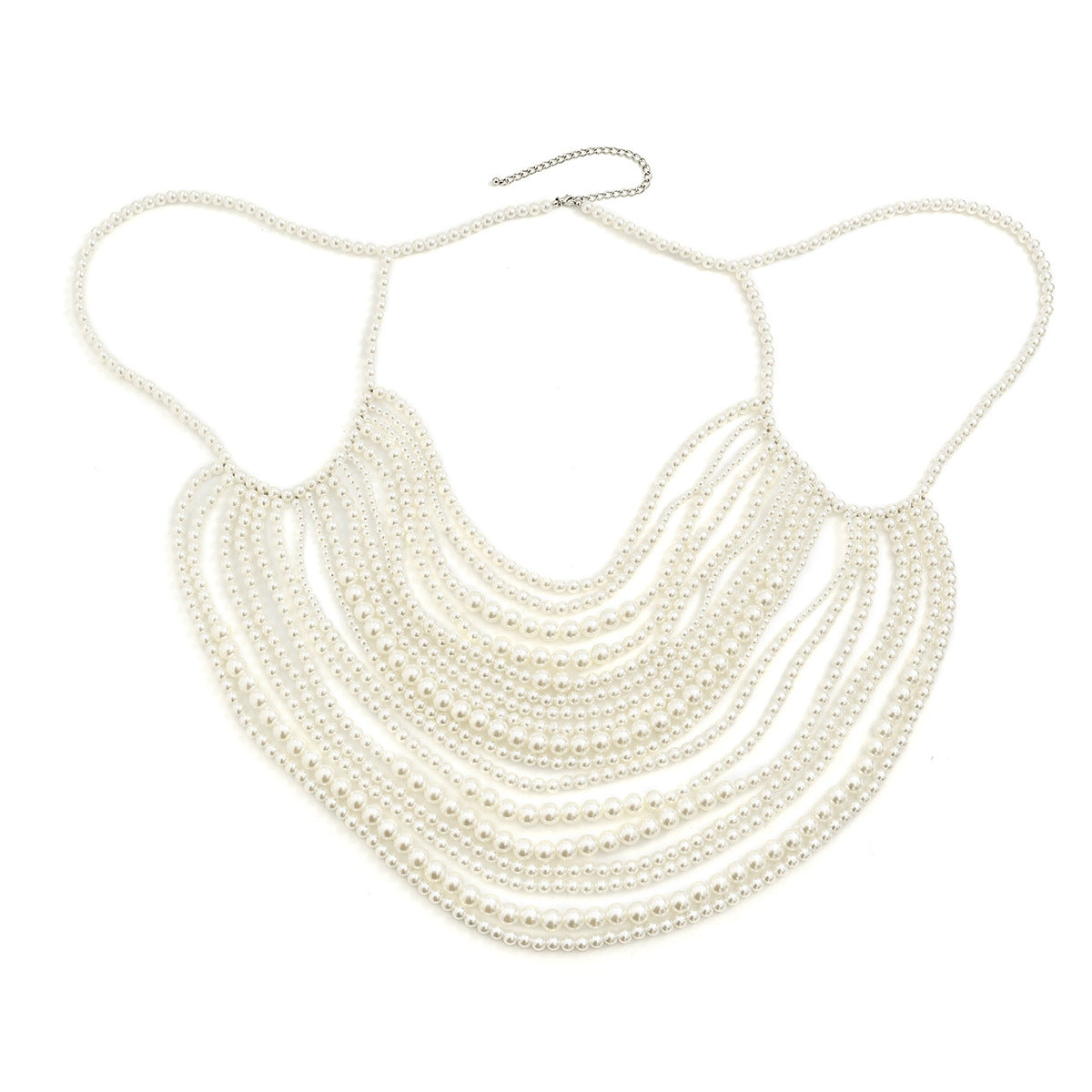 Multi Layer Imitation Pearl Black Chain Body Chain