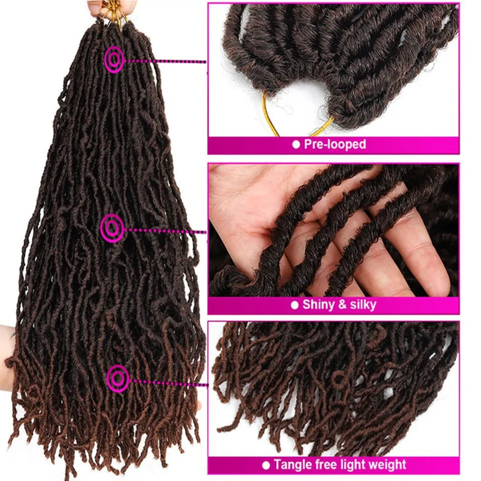 18 24 36 inch Wig Earthworm Crooked Crochet Fiber Wig NuLocs Braiding Hair Dirty Braid - Korvel