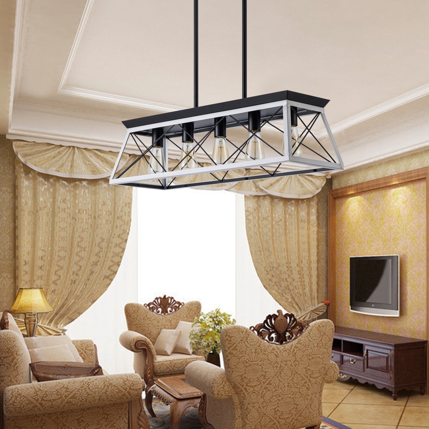 5-Light Farmhouse Chandeliers For Dining Room (No Bulbs) - Korvel