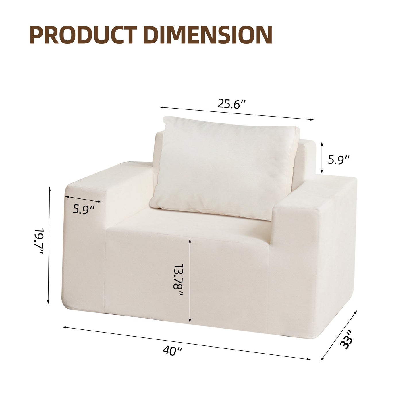 Premium Foam Bean Bag Chair with Pillow - American White Oak
