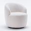 Teddy Fabric Swivel Accent Armchair Barrel Chair With Black Powder Coating Metal Ring Ivory White - Korvel