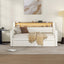 Twin Size Daybed with Drawers, Upholstered Daybed with Charging Station and LED Lights, White - Korvel