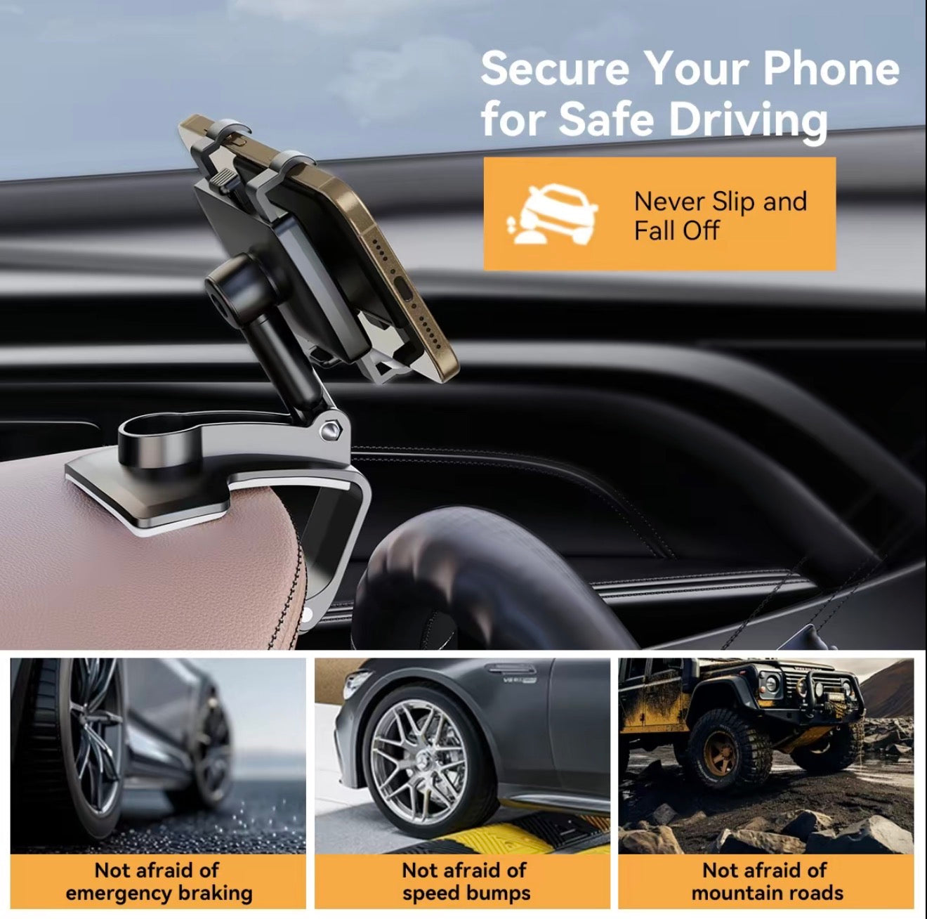 Soporte para Teléfono de Coche Grip360 - Seguro y Ajustable