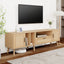 Vine TV stand with 2 cabinets and 2 open shelves, suitable for TVs under 80 inches, with solid wood legs for TV cabinets - Korvel