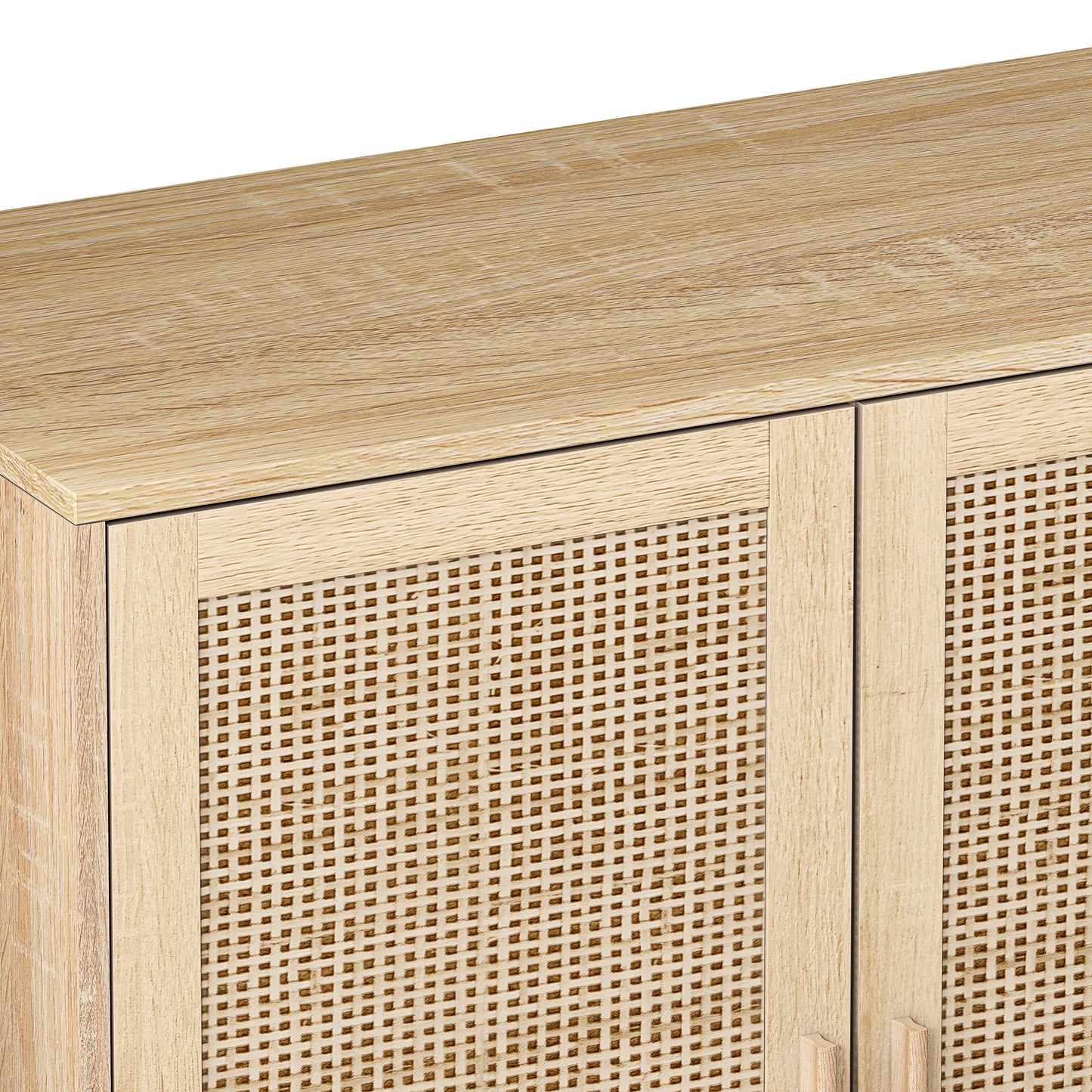 62.20"Elegant and Functional 4-Door Rattan Decorative Storage Cabinet,for Bedroom,Living Room,Office,Easy Assembl - Korvel