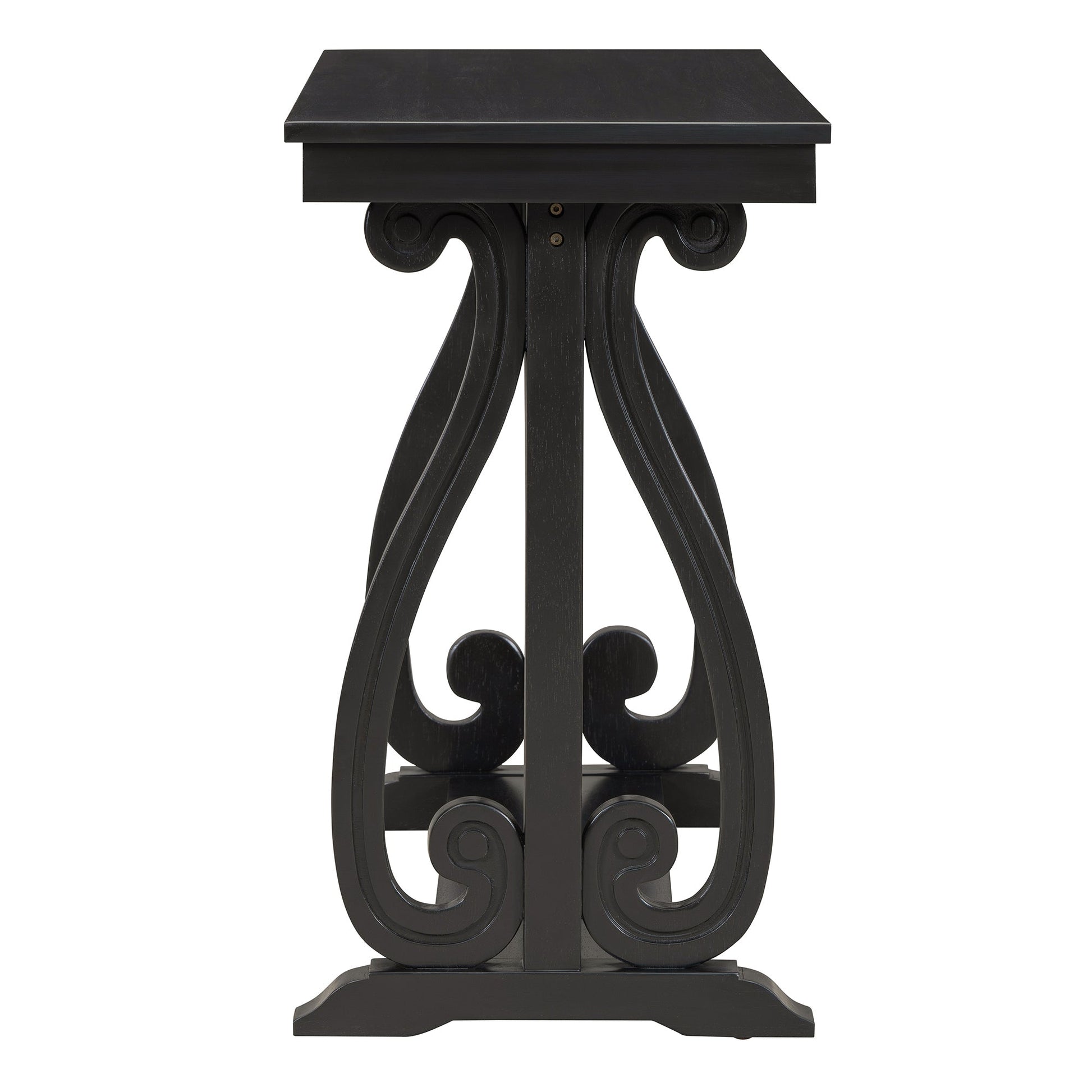 48-Inch Rustic Vintage Console Table --- Farmhouse Style Entryway Table with Open Shelf and Sturdy Construction (Black) - Korvel