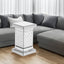 U-Can 11.8-inch silver square mirror coffee table with LED lights, modern crystal inlaid side table, no assembly required - Korvel