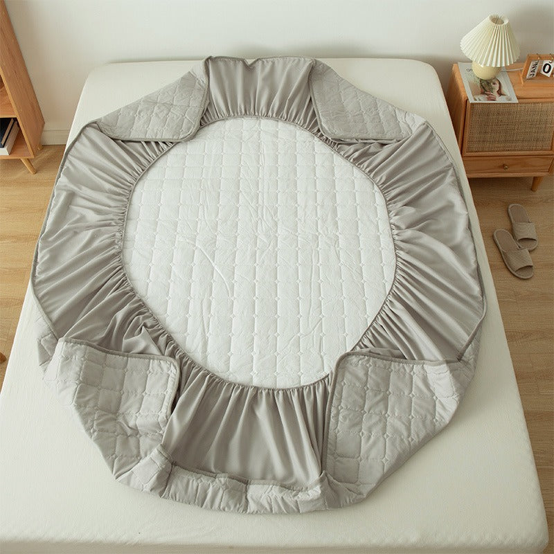 Waterproof Bed Linen with Elastic Bands Fitted Sheet Home Winter Solid Color Mattress Cover - Korvel