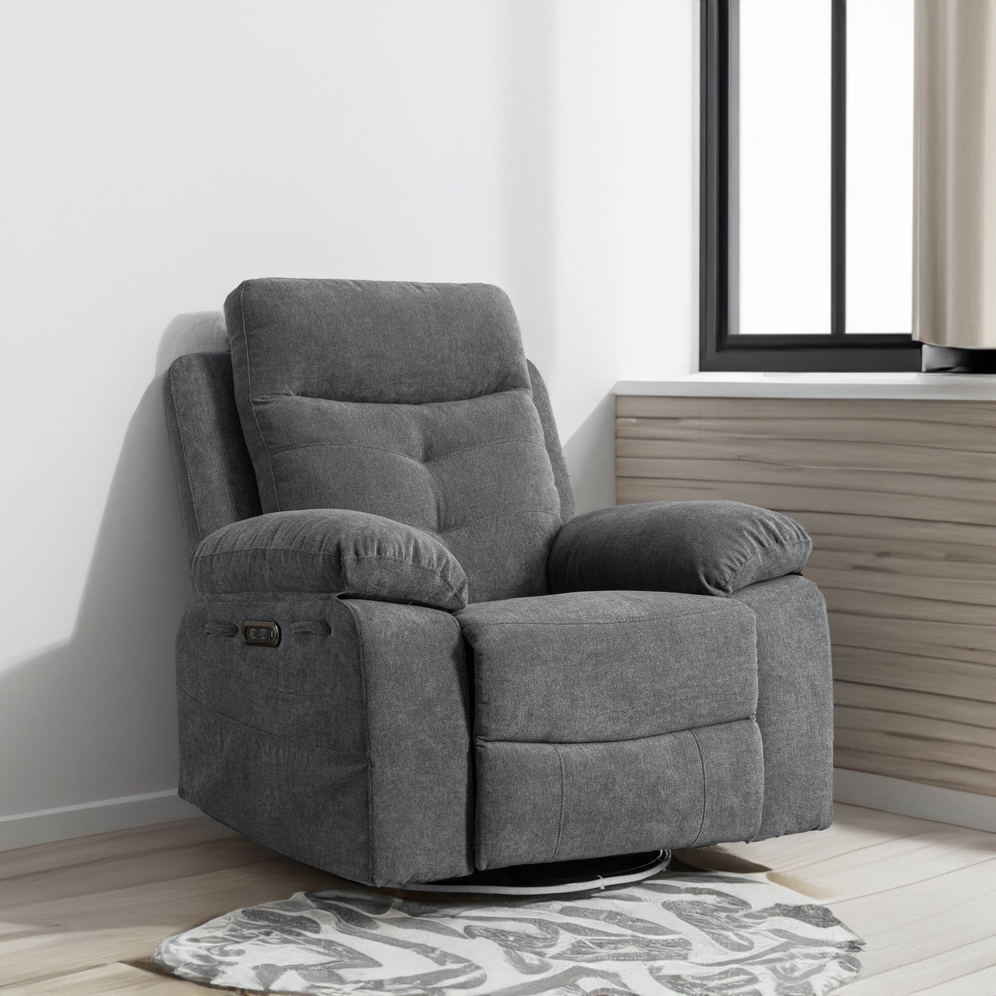 270 degree rotating electric lounge chair with Bluetooth speaker, LED light, telescopic foot pedal adjustable backrest DG - Korvel