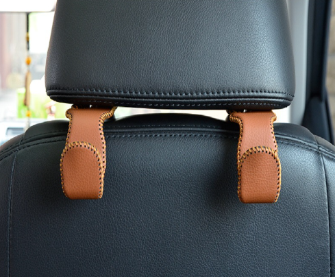 Leather large load-bearing car seat hooks car hooks hidden back multifunctional rear seat interior products - Korvel