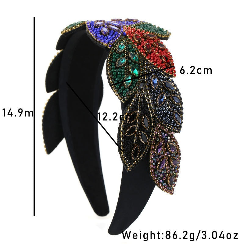Handmade Heavy Craft Inlaid Water Diamond Rice Ball Head Hoop - Korvel