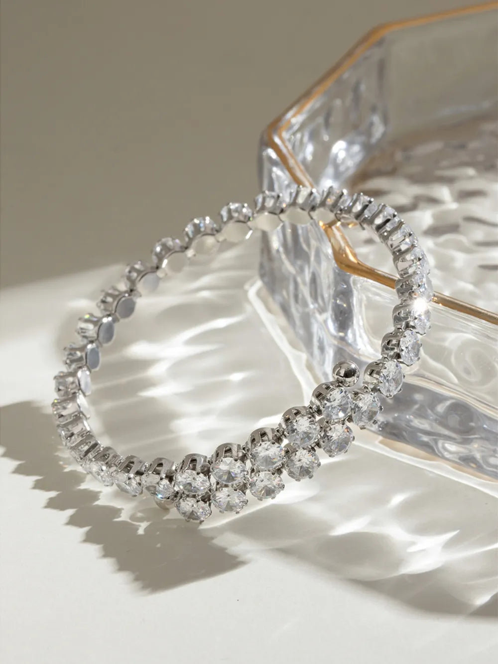 Stainless Steel Inlaid Zircon Bracelet - Korvel
