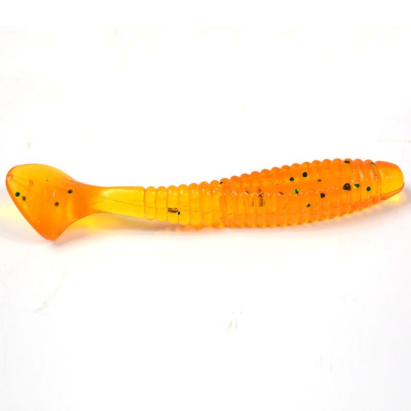 5Pcs/Bag 8cm 5.7g Silicone T Tail Brown Grub Worm Fishing Lure - Korvel