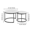 A set of nested 27.6-inch circular coffee tables with a wooden marble patterned tabletop and a sturdy metal frame (white) - Korvel
