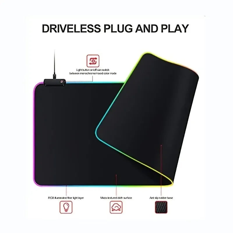 Premium Extended Gaming Mouse Pad with Touch Control Lighting