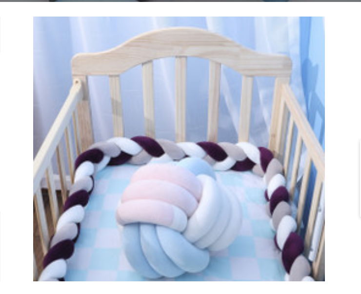 Coussin de Bumper de Lit Braid Knot pour Bébé de 100 cm Premium