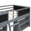 Twin Size Low Loft Bed with Two Movable Shelves and Ladder,with Decorative Guardrail Chalkboard,Gray - Korvel