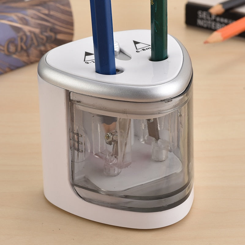 New Automatic pencil sharpener Two-hole Electric Switch Pencil Sharpener stationery Home Office School Supplies - Korvel