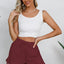 Women's cotton and linen shorts with ruffled edges and drawstring casual pants for women - Korvel
