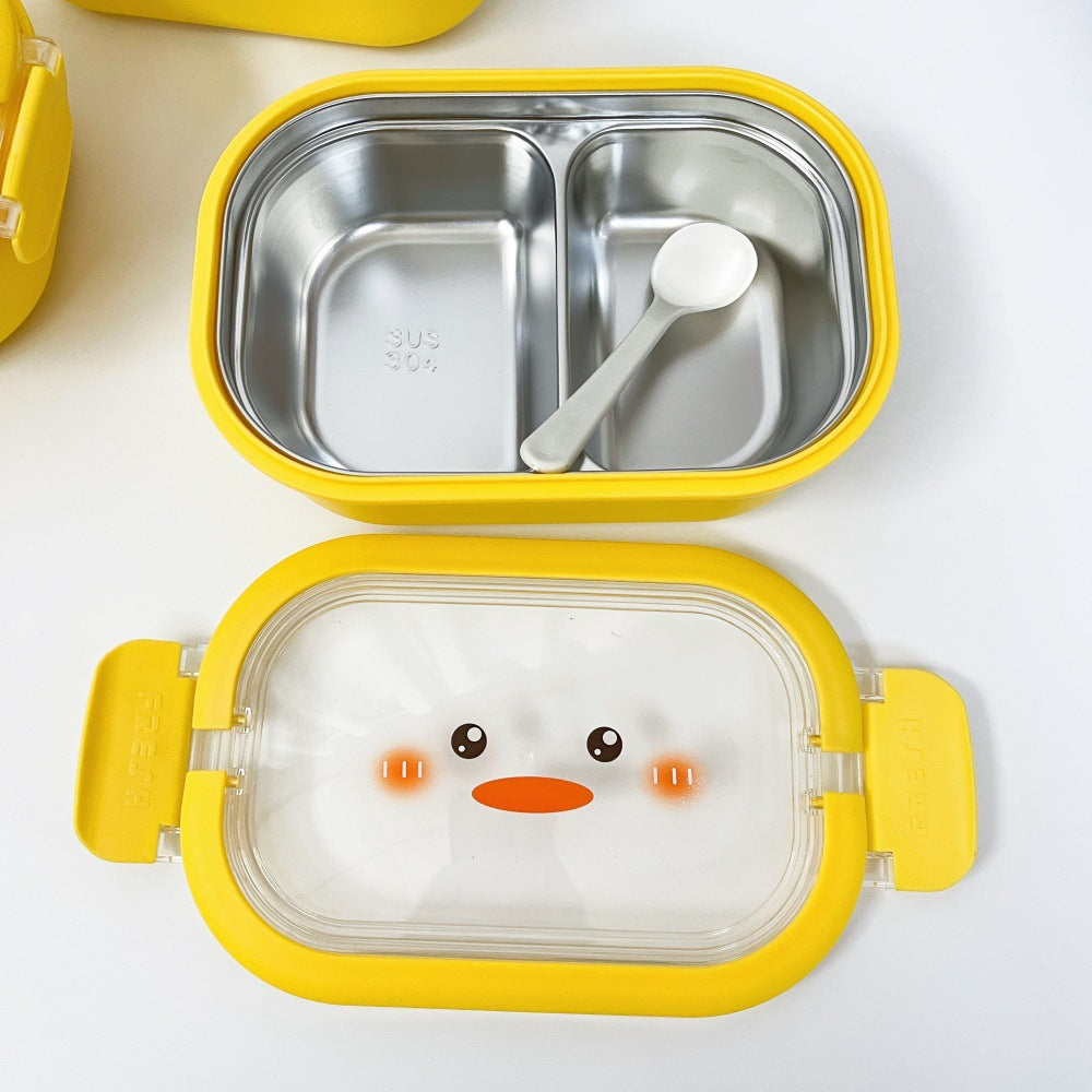 ins style high value cute large capacity compartment lunch box lunch box foldable handle lunch box - Korvel