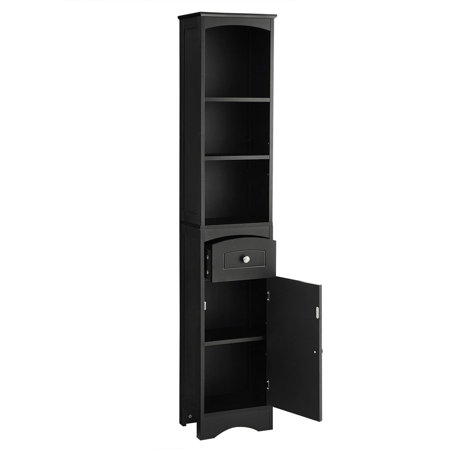 Armoire de Salle de Bain Élégante et Haute avec Étagère Réglable - Noir