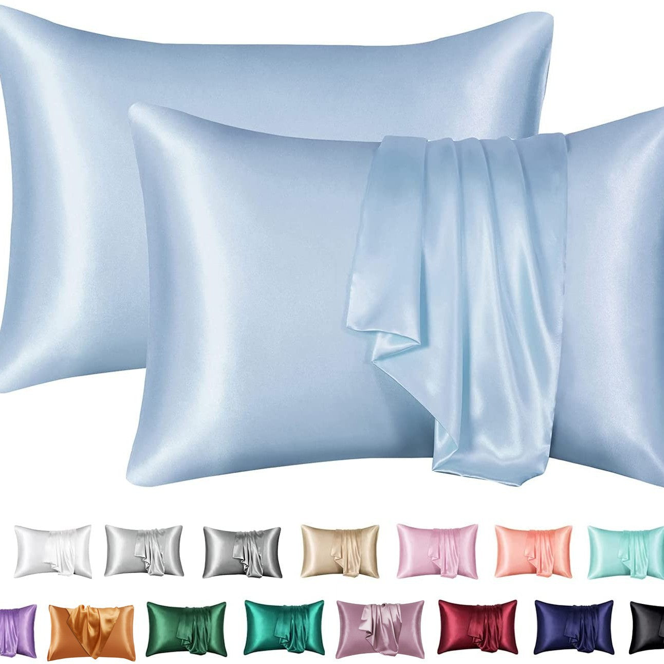 Simulation silk solid color polyester pillowcase envelope pillow pillow cases pillow pair multi-color - Korvel