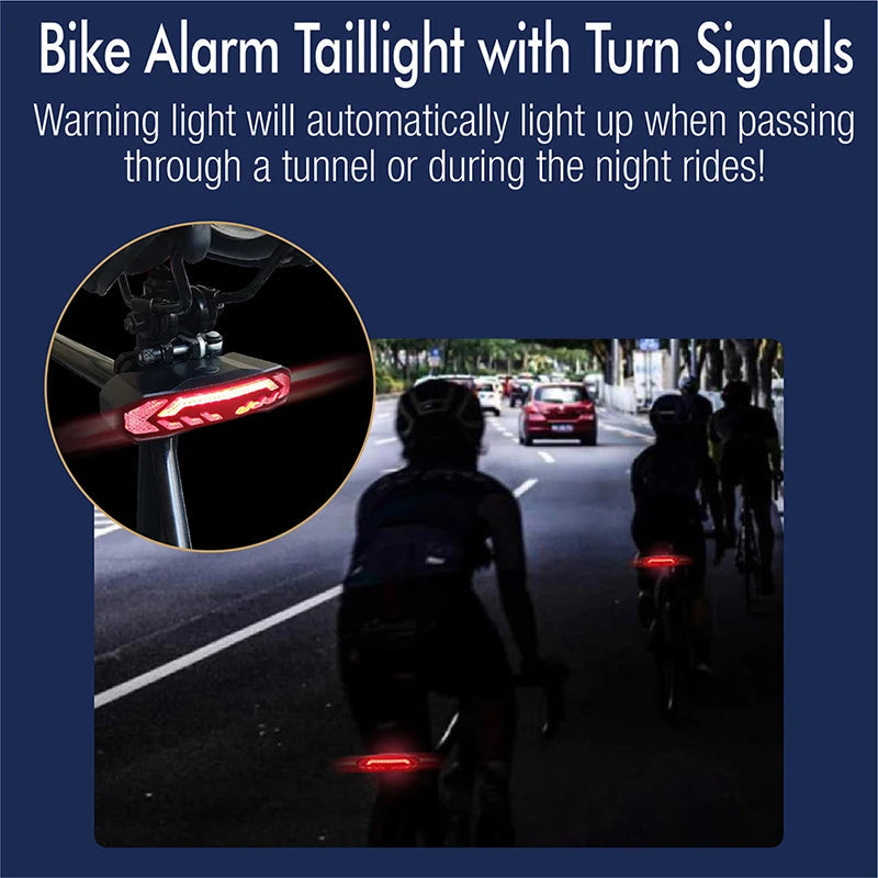 Bike Alarm Tail Light with Turn Signals Multifunctional Waterproof USB Rechargeable  Electric Bell Bicycle Lamp Bike Rear Light - Korvel