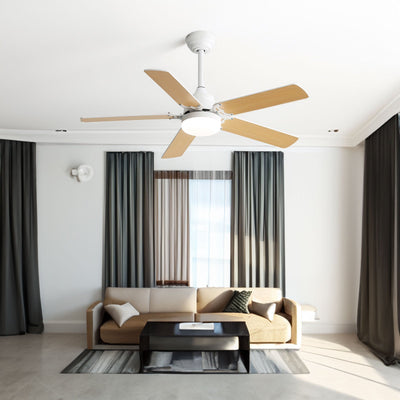 42 Inch Modern Ceiling Fan With 3 Color Dimmable Light 5 Blades Remote Control Reversible DC Motor White - Korvel