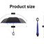 C Handle Windproof Reverse Folding Umbrella Man Women Sun Rain Car Inverted Umbrellas - Korvel