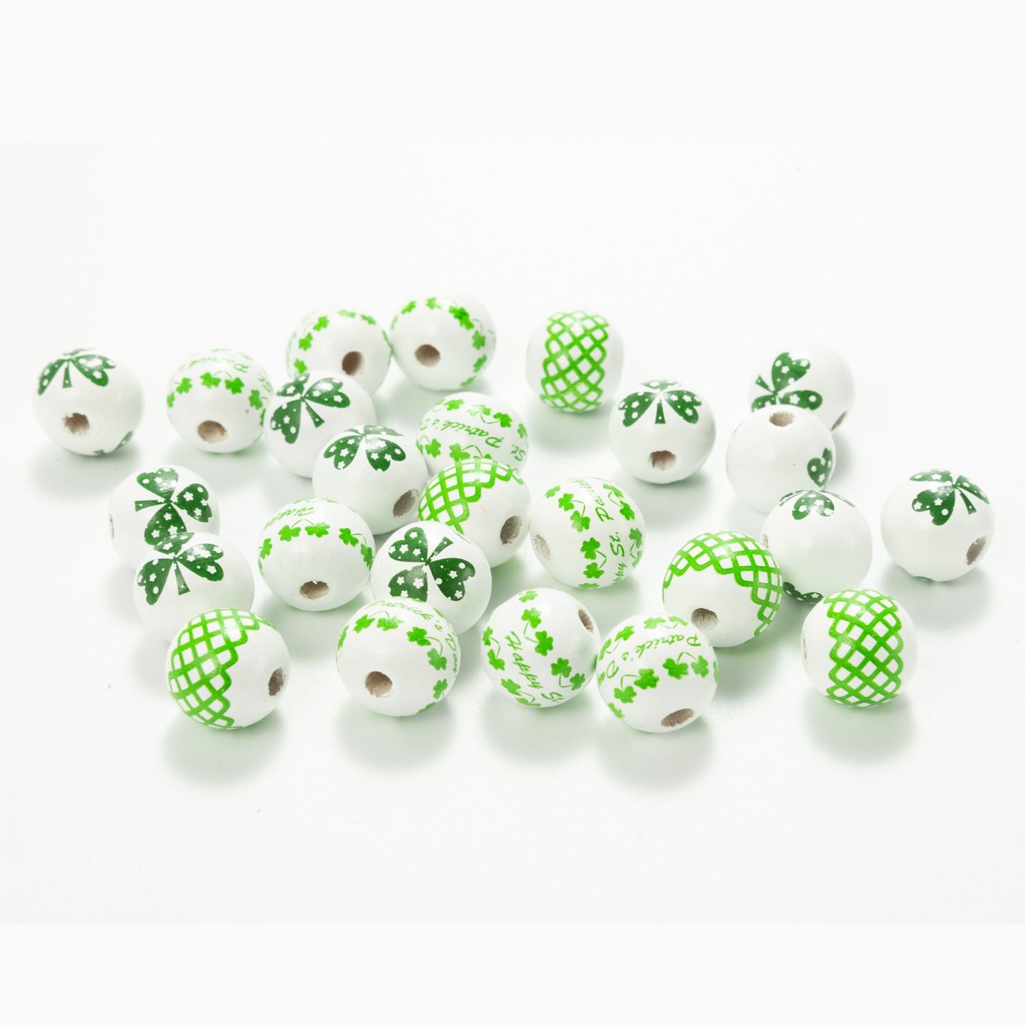 10pcs Irish Festival St. Patrick's Day Colorful Wooden Beads DIY Accessories - Korvel