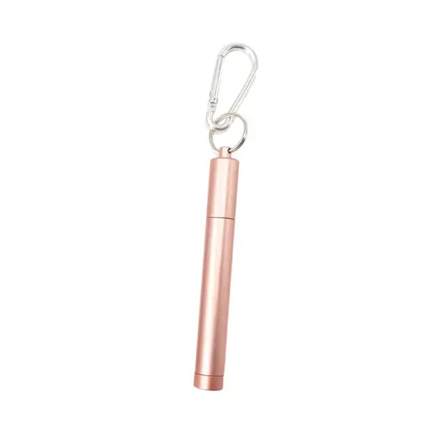 1 Set Reusable Telescopic Straw Set Portable Stainless Steel Easy To Clean Straw With Carry Case - Korvel