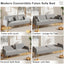 70.47" Gray Fabric Double Sofa with Split Backrest and Two Throw Pillows - Korvel