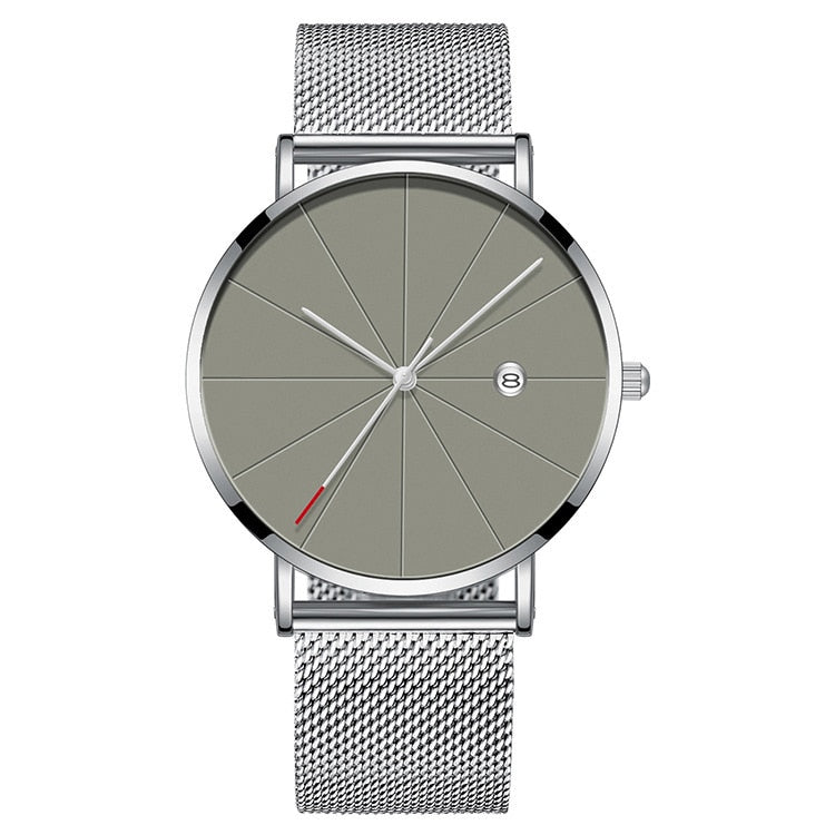 Simple Men's Watch Stainless Steel Mesh Band Watches Classic Quartz Date Wristwatch Casual Luxury Masculino Relogios - Korvel
