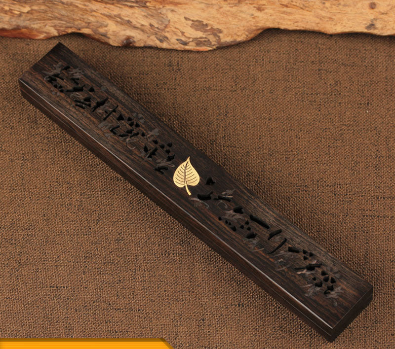Wooden thread incense box, black sandalwood inlaid with boxwood, sleeping incense burner, incense burner, household indoor agarw - Korvel